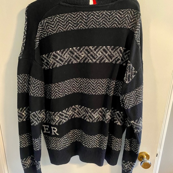 Tommy Hilfiger Navy Fairisle Mock Neck Sweater - Picture 3 of 4